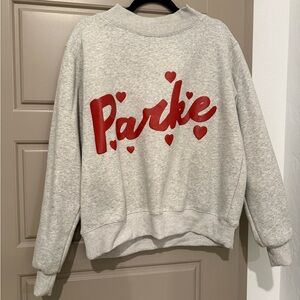 Parke Gray Sweatshirt with Red Heart Accents